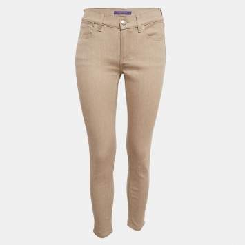 Pre Owned Ralph Lauren Brown Cotton Skin Fit Pants M Waist 27"