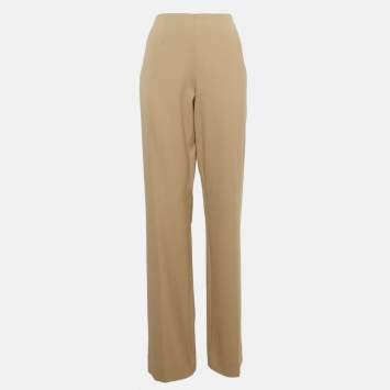 Pre Owned Ralph Lauren Beige Stretch Wool Straight Leg Trousers L