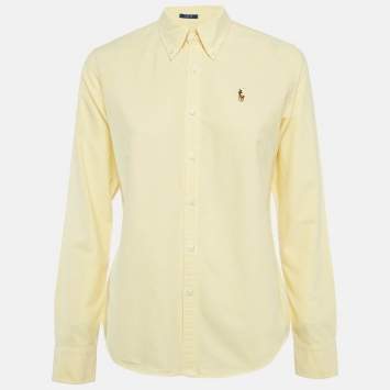 Pre Owned Ralph Lauren Yellow Cotton Slim Fit Button Front Shirt M