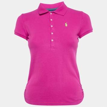 مملوكة مسبقًا Ralph Lauren Pink Cotton Pique Polo T-Shirt L