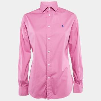 Pre Owned Polo Ralph Lauren Pink Stretch Cotton Long Sleeve Shirt L