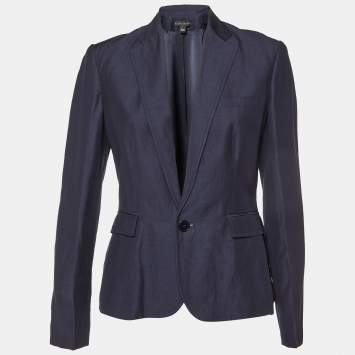 Pre Owned Ralph Lauren Navy Blue Wool & Linen Blazer M 