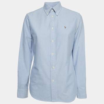 Pre Owned Ralph Lauren Blue Chambray Cotton Long Sleeve Shirt S