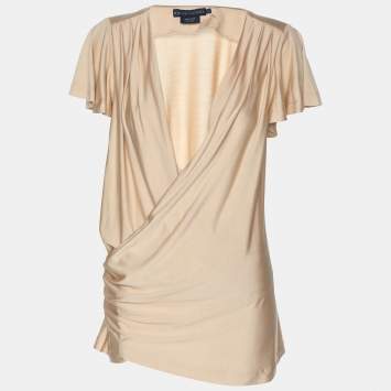 Pre Owned Ralph Lauren Beige Silk Top S