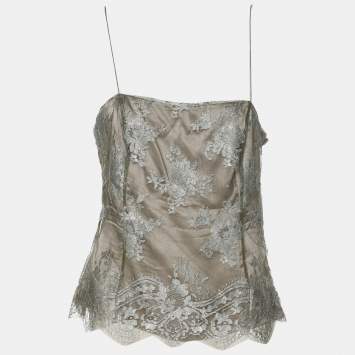 Pre Owned Ralph Lauren Grey Lace Top S
