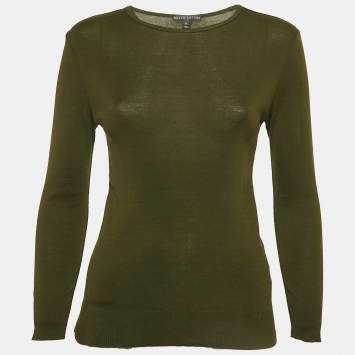 Pre Owned Ralph Lauren Olive Green Cotton Knit Long Sleeve T-Shirt M
