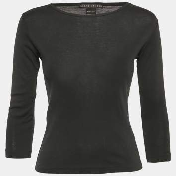 Pre Owned Ralph Lauren Black Cotton Knit Long Sleeve T-Shirt M