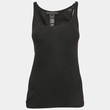 Pre Owned Ralph Lauren Black Rib Knit Cotton Tank Top L