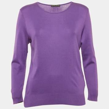 Pre Owned Ralph Lauren Purple Cotton Knit Pullover S