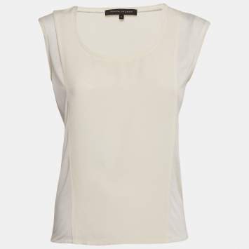 Pre Owned Ralph Lauren White Silk Panel Detail Sleeveless Top S