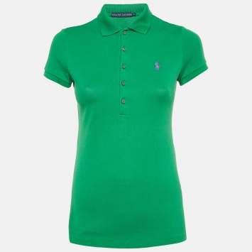 Pre Owned Ralph Lauren Green Logo Embroidered Cotton Polo T-Shirt S