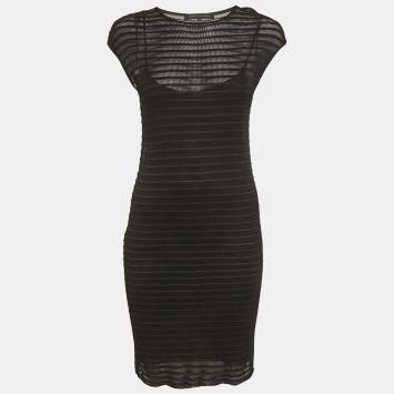 Pre Owned Ralph Lauren Black Patterned Knit Short Dress S