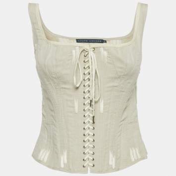 Pre Owned Ralph Lauren Linen Blend Lace-Up Corset Top S