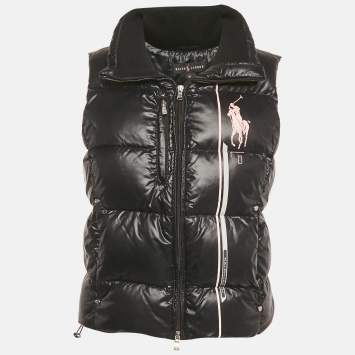 Pre Owned Ralph Lauren Black Printed Synthetic Down Vest M