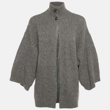 Pre Owned كارديجان رالف لورين صوف محبوك رمادي رياضي مقاس صغير جدًا / صغير (إكس سمول / سمول)