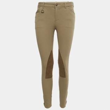 Pre Owned Ralph Lauren Beige Suede Trim Cotton Blend Breeches S