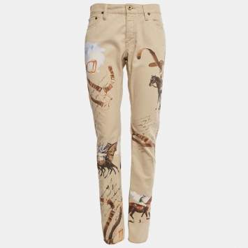 Pre Owned Ralph Lauren Beige Equestrian Print Cotton Thompson 650 Pants M