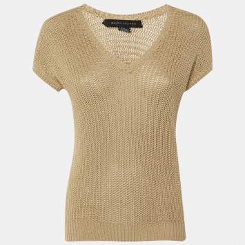 Pre Owned بلوفر رالف لورين قطن تريكو بيج ياقة V مقاس صغير جدا