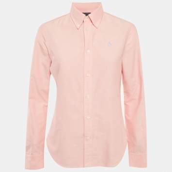 مملوكة مسبقًا Ralph Lauren Pink Logo Embroidered Cotton Shirt M