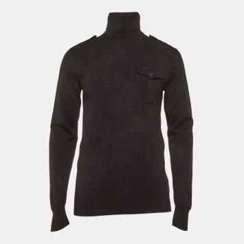 Pre Owned Ralph Lauren Black Wool Turtle Neck Sweatshirt M