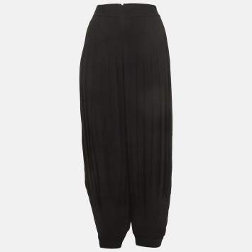 مملوكة مسبقًا Ralph Lauren Black Crepe Pleated Trousers L