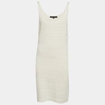 مملوكة مسبقًا Ralph Lauren White Pointelle Knit Mini Dress L