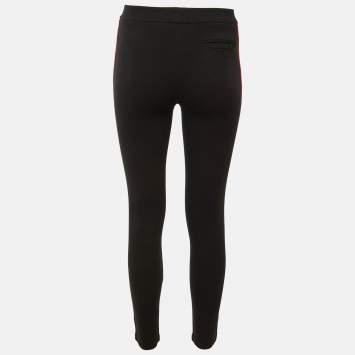 مملوكة مسبقًا Ralph Lauren Black Knit Contrast Strip Detail Pants XS