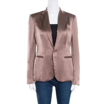 Pre Owned Ralph Lauren Hazelnut Silk Satin Benita Blazer S