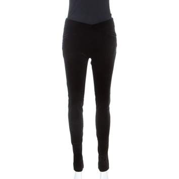 Pre Owned Ralph Lauren Black Stretch Velvet Slim Fit Pants M