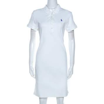 Pre Owned Ralph Lauren White Cotton Polo Dress L
