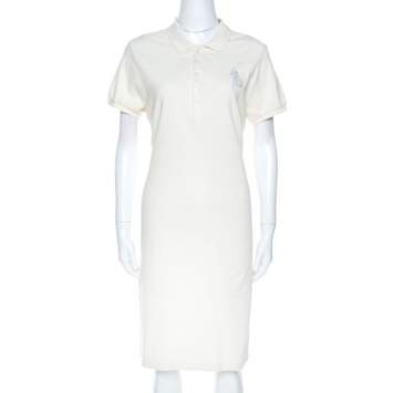 مملوكة مسبقًا Ralph Lauren Cream Cotton Pique Polo T Shirt Dress XL 