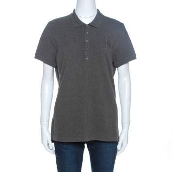 Pre Owned Ralph Lauren Grey Pique Cotton Skinny Polo T-Shirt XL