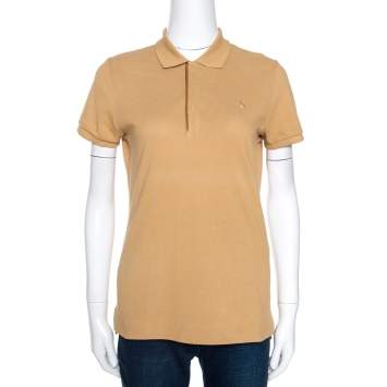 Pre Owned Ralph Lauren Brown Cotton Pique Skinny Polo T-Shirt M