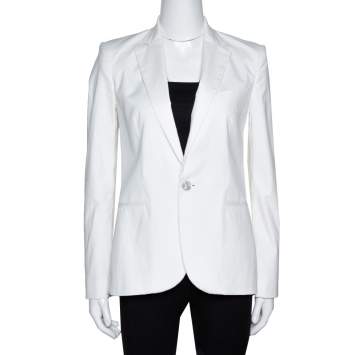 Pre Owned Ralph Lauren Off White Stretch Cotton Tailored Blazer M