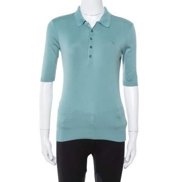 Pre Owned Ralph Lauren Green Cotton Fitted Hem Polo T-Shirt S