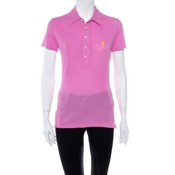 Pre Owned Ralph Lauren Pink Cotton Pique Polo T Shirt S