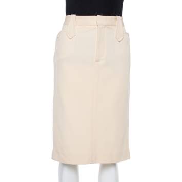 Pre Owned Ralph Lauren Cream Knit Pencil Skirt M