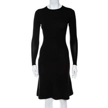 Pre Owned Ralph Lauren Black Wool & Cashmere Sheath Dress S