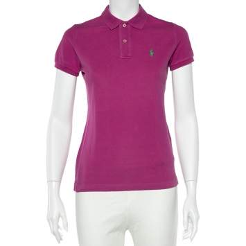 Pre Owned Ralph Lauren Fuchsia Cotton Pique Skinny Fit Polo T-Shirt 