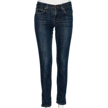 Pre Owned Ralph Lauren Deep Blue Denim Zipped Ankle Detail 342 Skinny Jeans M