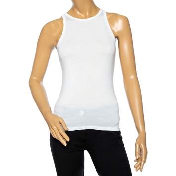 Pre Owned Ralph Lauren White Cotton Knit Cutout Racer Back Tank Top S