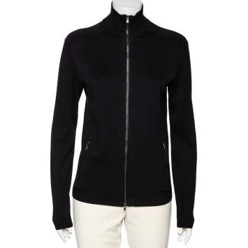 Pre Owned Ralph Lauren Black Knit Zip Front Jacket S