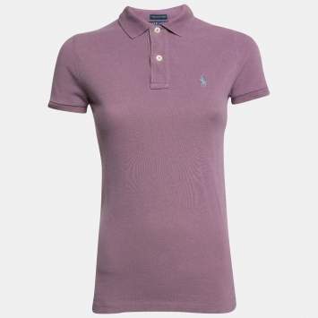 Pre Owned Ralph Lauren Lilac Cotton Pique Skinny Fit Polo T-Shirt S