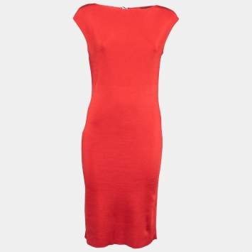 Pre Owned Ralph Lauren Red Bandage Sleeveless Dress L