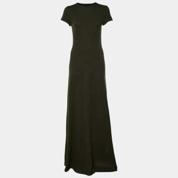 Pre Owned Ralph Lauren Olive Green Cashmere Knit Maxi Dress L