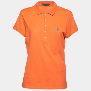 Pre Owned Ralph Lauren Orange Cotton Polo T-Shirt XL