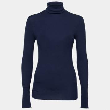 Pre Owned Ralph Lauren Navy Blue Knit Turtleneck Sweater M 