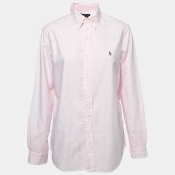 Pre Owned Ralph Lauren Pink Striped Cotton Button-Down Shirt S