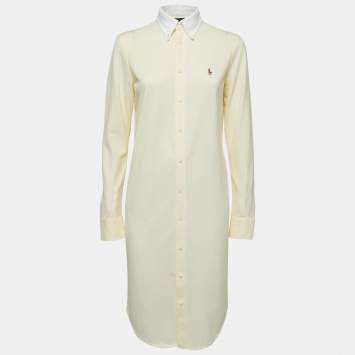 مملوكة مسبقًا Ralph Lauren Yellow Knit Oxford Polo Shirt Dress S