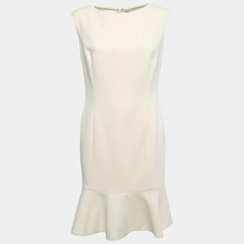 مملوكة مسبقًا Ralph Lauren Cream Wool Sleeveless Flared Short Dress M